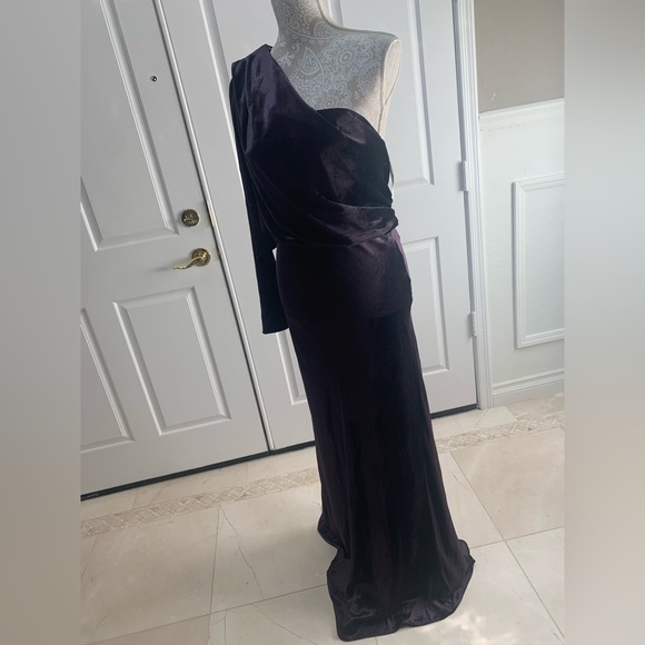 Zimmermann Illustration one-sleeve draped Purple velvet maxi dress Gown Size 1 - Picture 8 of 15